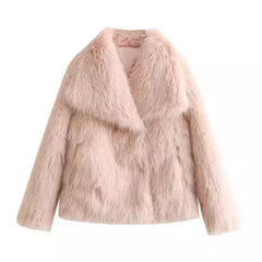 Winter Plush Coat Fashion Thicken Lapel Outwear Casual Long Sleeve Tops Womens Clothing CosmikCart