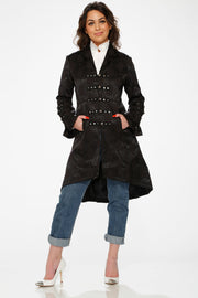 10191 Black Brocade HiLo Coat