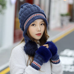 Cozy Knit Fleece-Feel Beanie With Ear Flaps & Pompom Warm Winter Hat For Women Perfect For Skiing & Outdoor Activities CosmikCart