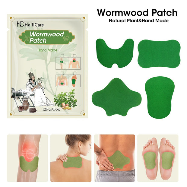12pc/Bag Foot Neck Knee Waist Massage Stickers Wormwood Natural Plant Self-heating Relief Joint Ache Pain Cinnamon Ginger