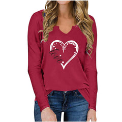 -neck Valentine'V-neck Valentine's Day Women's Printed T-shirt Cross-border Long SleevProduct information: 
Fabric name: polyester fiber 
Pattern: Heart/LoveStyle: street Style: Hedging Sleeve Length: Long Sleeve Craft: collage/stitching Popular elemeCosmikCartShopper