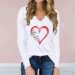 -neck Valentine'V-neck Valentine's Day Women's Printed T-shirt Cross-border Long SleevProduct information: 
Fabric name: polyester fiber 
Pattern: Heart/LoveStyle: street Style: Hedging Sleeve Length: Long Sleeve Craft: collage/stitching Popular elemeCosmikCartShopper