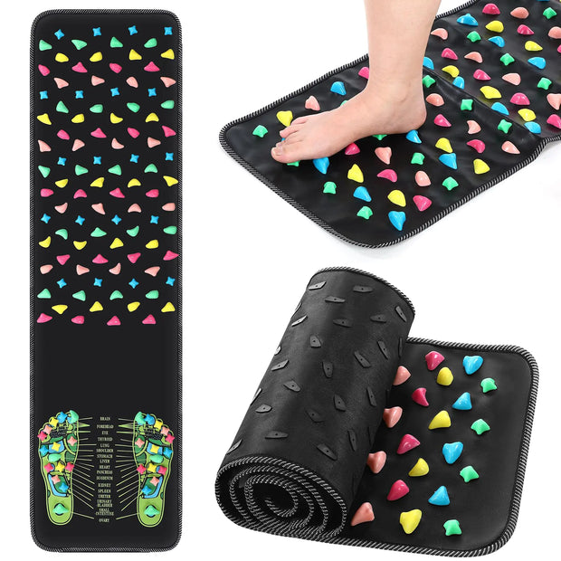 TrelaCo Foot Massage Mat Reflexology Walk Stone Road Foot Massage Acupoint Mat for Acupressure Relaxes for Long Sitting Elderly Students and Office Workers (13.78 x 47.24 Inches)