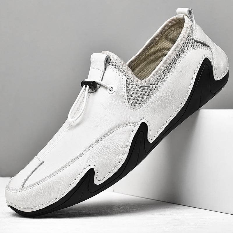 Fashion British Leisure Men'Fashion British Leisure Men's Leather ShoesProduct information:
 
 Pattern: solid color
 
 Applicable sports: Universal
 
 Color: black, white, brown
 
 Upper height: low top
 
 Heel height: flat heel
 
 HeelCosmikCartShopper