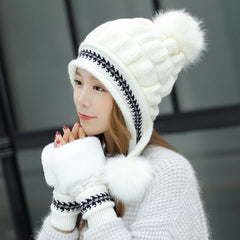 Cozy Knit Fleece-Feel Beanie With Ear Flaps & Pompom Warm Winter Hat For Women Perfect For Skiing & Outdoor Activities CosmikCart