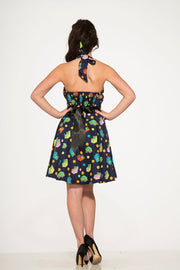 6376 Blue Arcade Halter Dress