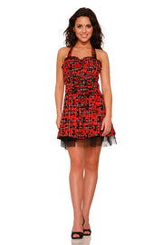 6733 Red Plaid Mini Dress