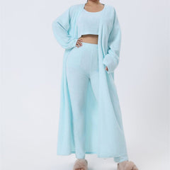 Cozy Pajama Set, 3 Piece Lounge Set, Cute Loungewear, Warm Suit Sets, Matching Set, Lounge Set, 3 Piece Pant Sets, Women Winter DressCozy Pajama Set, 3 Piece Lounge Set, Cute Loungewear, Warm Suit Sets, Overview:


 Be a lounge queen in this Soft And Fluffy 3 Piece Set!
 
 Crop top features front &amp; back scoop neckline with slim straps
 
 Pants features elastic wCosmikCartShopper