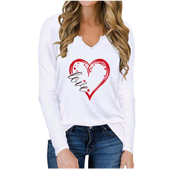 -neck Valentine'V-neck Valentine's Day Women's Printed T-shirt Cross-border Long SleevProduct information: 
Fabric name: polyester fiber 
Pattern: Heart/LoveStyle: street Style: Hedging Sleeve Length: Long Sleeve Craft: collage/stitching Popular elemeCosmikCartShopper