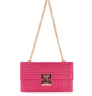 Women's Chain Flap Screw Lock Straw Bag CosmikCart