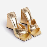 Bright Color Tie-Dye Square Toe Ultra-High Heel Slippers