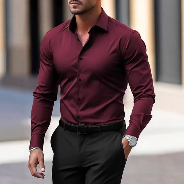 Men’s Summer Long Sleeve Button-Down Shirt – Casual & Breathable