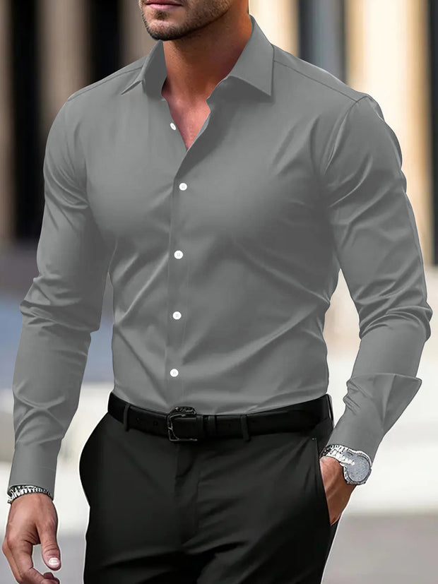 Men’s Summer Long Sleeve Button-Down Shirt – Casual & Breathable