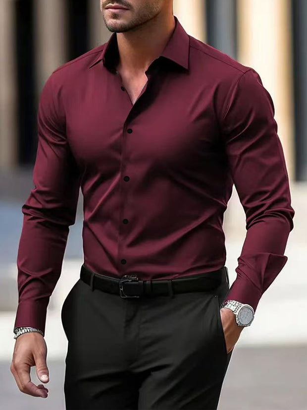 Men’s Summer Long Sleeve Button-Down Shirt – Casual & Breathable