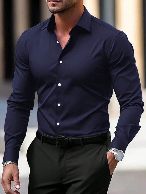 Men’s Summer Long Sleeve Button-Down Shirt – Casual & Breathable