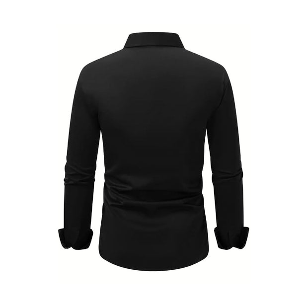 Men’s Summer Long Sleeve Button-Down Shirt – Casual & Breathable