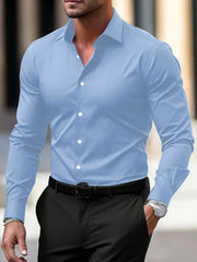 Men’s Summer Long Sleeve Button-Down Shirt – Casual & Breathable