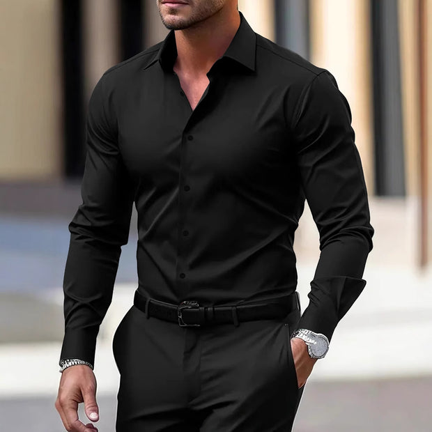 Men’s Summer Long Sleeve Button-Down Shirt – Casual & Breathable
