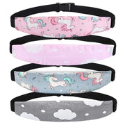 4 Pieces Baby Head Support for Car. Cute Pattern Car Seat Head Holder for Toddler. Stroller Seat Sleeping Headrest Band with Adjustable Buckle. Universal Kids Car Accessories (Pink+Grey)