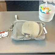 Travel Makeup Storage Bags | New Mesh Coin Purse & Simple Portable Mini Bag (Multi-purpose Square Bag Double-layer Zipper Card Holder)