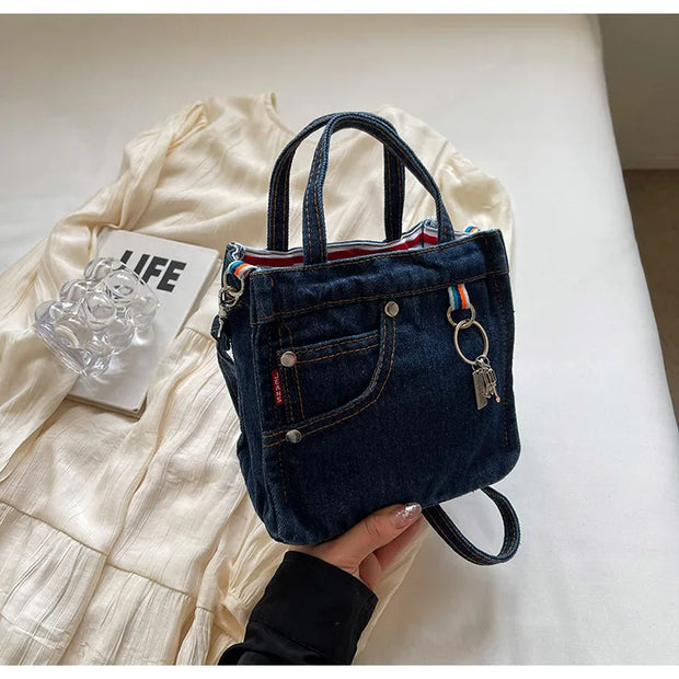 Ladies' Crossbody Bags | Creative Retro Washed Denim & Personalized Fashionable Versatile Handbags (High-quality Shoulder Bags for Girls)