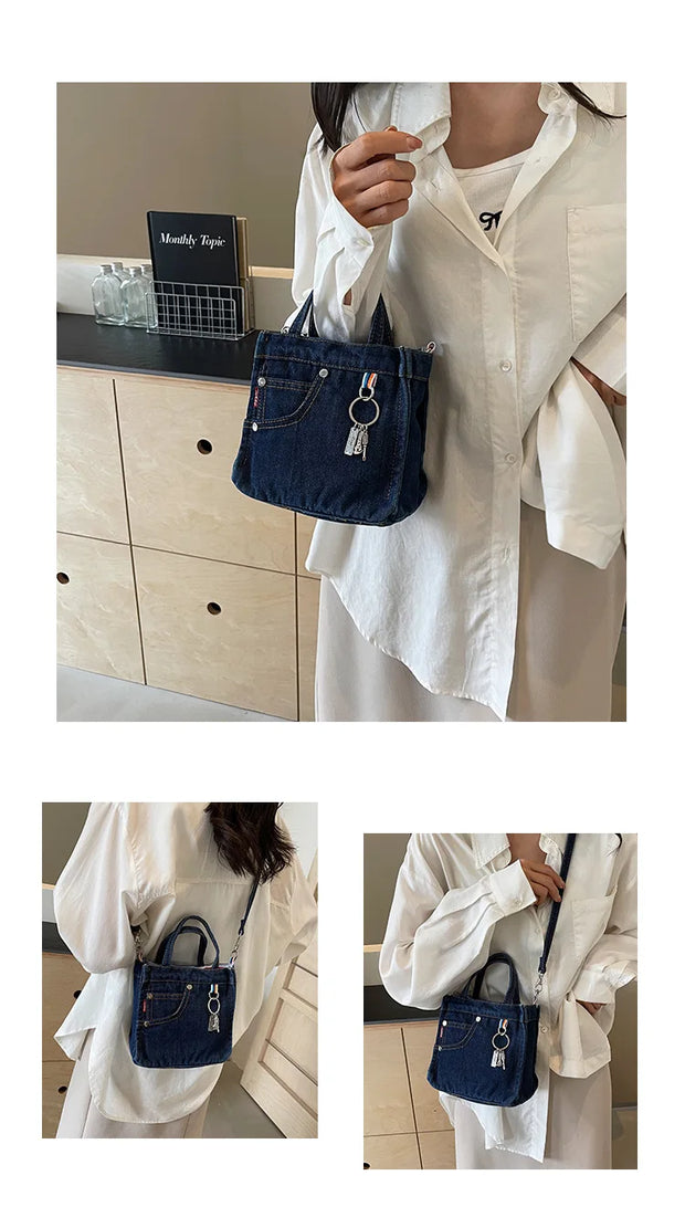 Ladies' Crossbody Bags | Creative Retro Washed Denim & Personalized Fashionable Versatile Handbags (High-quality Shoulder Bags for Girls)