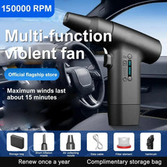 Extra Nozzle 150000RPM Turbo Jet Fan Car Vacuum Cleaner Portable Fan Rechargeable Blower Dust Dryer ToolsMini Air Blower With Extra Nozzle 150000RPM Turbo Jet Fan Car Vacuum CSPECIFICATIONS
Brand Name: isfriday
High-concerned Chemical: None
Origin: Mainland China
Power Source: AC
Motor type: Brushless
Pressure: Medium Pressure
Usage: HomeCosmikCartShopper