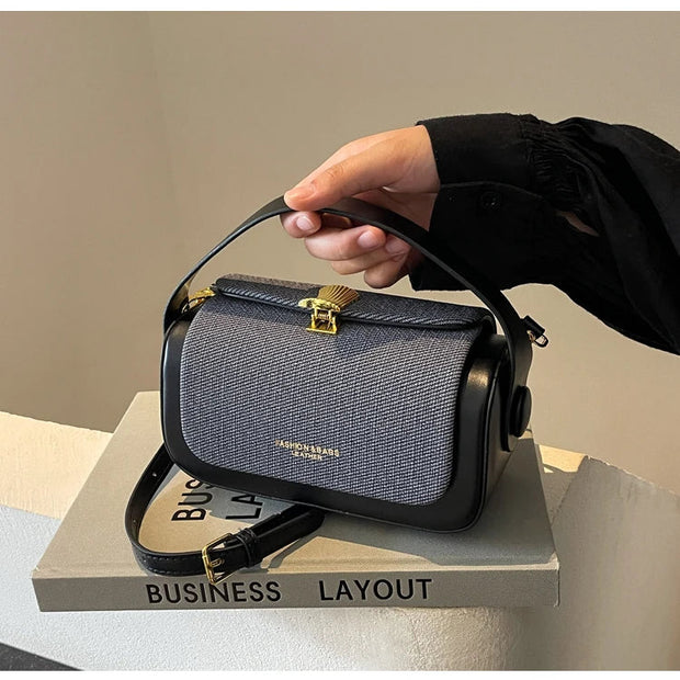 High-Grade Sense Women's Small Square Bags | Trendy Classic PU Leather Lady Commuter Shoulder Bag & Short Handle Handbags