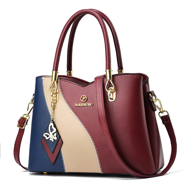 Fashion Contrasting Handbag | Large Capacity Temperament Elegant Mother Bag & Middle-Aged Shoulder Bag