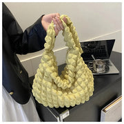 Crossbody Bag with Pleated Design | Embroidered Plaid Shoulder Bag & Simple Large Capacity Quilted Tote Bags for Women