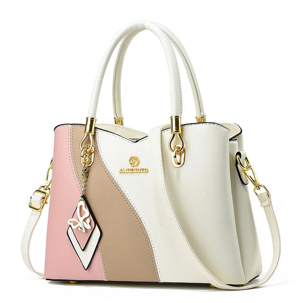 Fashion Contrasting Handbag | Large Capacity Temperament Elegant Mother Bag & Middle-Aged Shoulder Bag