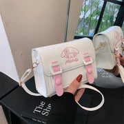 Sanrio Kawaii Hello Kitty My Melody Kuromi Cinnamoroll Square Shoulder Bags | PU Cartoon Fashion Simple Satchel Crossbody Bag (Gift)