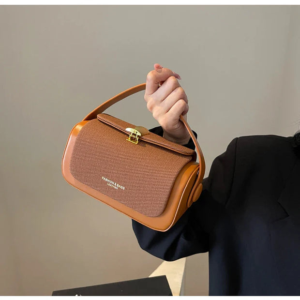High-Grade Sense Women's Small Square Bags | Trendy Classic PU Leather Lady Commuter Shoulder Bag & Short Handle Handbags