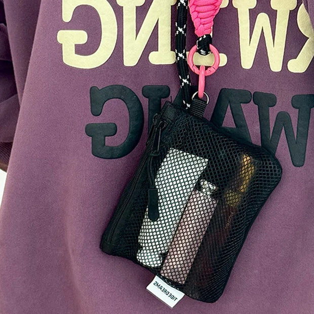 Travel Makeup Storage Bags | New Mesh Coin Purse & Simple Portable Mini Bag (Multi-purpose Square Bag Double-layer Zipper Card Holder)