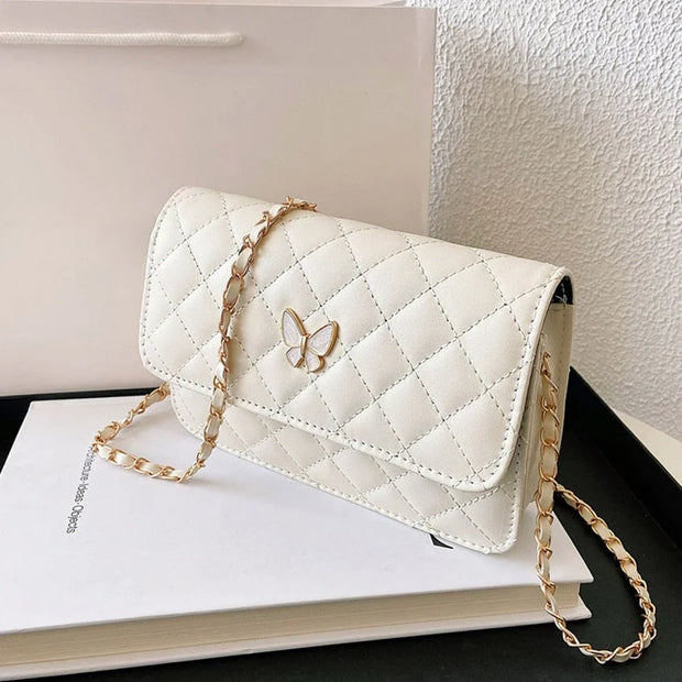 PU Leather Shoulder Bag Classic Style | Diamond Pattern Chain Bag & Women's Trendy All-Match Crossbody Bag (Mini Korean Style)