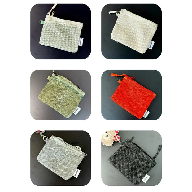 Travel Makeup Storage Bags | New Mesh Coin Purse & Simple Portable Mini Bag (Multi-purpose Square Bag Double-layer Zipper Card Holder)