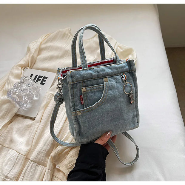 Ladies' Crossbody Bags | Creative Retro Washed Denim & Personalized Fashionable Versatile Handbags (High-quality Shoulder Bags for Girls)