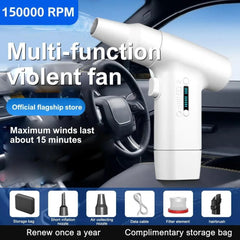 Extra Nozzle 150000RPM Turbo Jet Fan Car Vacuum Cleaner Portable Fan Rechargeable Blower Dust Dryer ToolsMini Air Blower With Extra Nozzle 150000RPM Turbo Jet Fan Car Vacuum CSPECIFICATIONS
Brand Name: isfriday
High-concerned Chemical: None
Origin: Mainland China
Power Source: AC
Motor type: Brushless
Pressure: Medium Pressure
Usage: HomeCosmikCartShopper