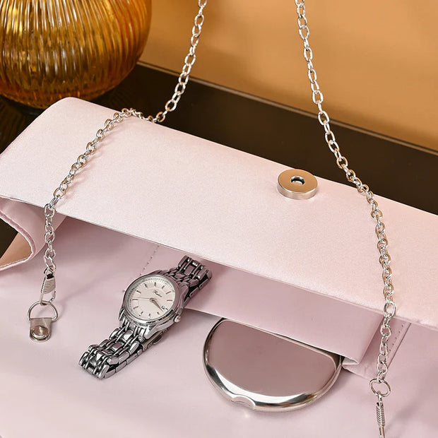 New Design Envelop Satin Evening Clutch Bag | Trade Luxury Shoulder Bags & Lady Party Purses for Wedding Dress Handbag