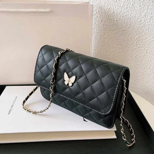 PU Leather Shoulder Bag Classic Style | Diamond Pattern Chain Bag & Women's Trendy All-Match Crossbody Bag (Mini Korean Style)