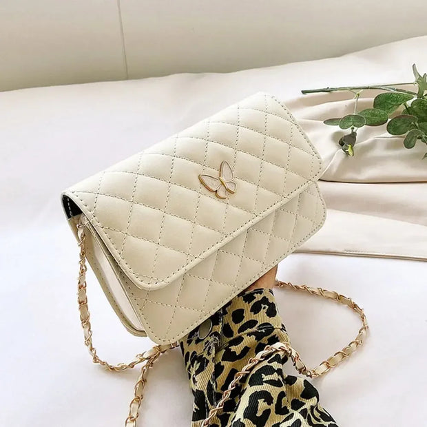 PU Leather Shoulder Bag Classic Style | Diamond Pattern Chain Bag & Women's Trendy All-Match Crossbody Bag (Mini Korean Style)