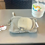 Travel Makeup Storage Bags | New Mesh Coin Purse & Simple Portable Mini Bag (Multi-purpose Square Bag Double-layer Zipper Card Holder)
