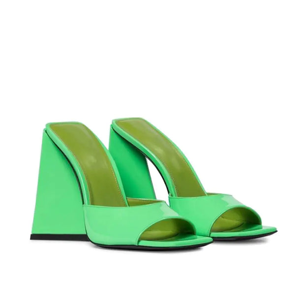 Bright Color Tie-Dye Square Toe Ultra-High Heel Slippers