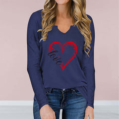 -neck Valentine'V-neck Valentine's Day Women's Printed T-shirt Cross-border Long SleevProduct information: 
Fabric name: polyester fiber 
Pattern: Heart/LoveStyle: street Style: Hedging Sleeve Length: Long Sleeve Craft: collage/stitching Popular elemeCosmikCartShopper