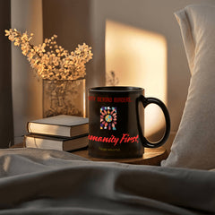 Black Ceramic Mug - Unity Beyond Borders, Humanity First... CosmikCart