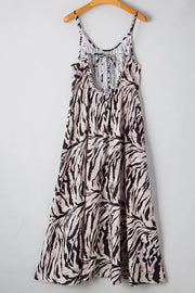 Abstract Print Tie Back Maxi Cami Dress
