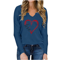 -neck Valentine'V-neck Valentine's Day Women's Printed T-shirt Cross-border Long SleevProduct information: 
Fabric name: polyester fiber 
Pattern: Heart/LoveStyle: street Style: Hedging Sleeve Length: Long Sleeve Craft: collage/stitching Popular elemeCosmikCartShopper