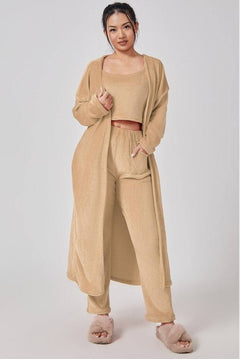 Cozy Pajama Set, 3 Piece Lounge Set, Cute Loungewear, Warm Suit Sets, Matching Set, Lounge Set, 3 Piece Pant Sets, Women Winter DressCozy Pajama Set, 3 Piece Lounge Set, Cute Loungewear, Warm Suit Sets, Overview:


 Be a lounge queen in this Soft And Fluffy 3 Piece Set!
 
 Crop top features front &amp; back scoop neckline with slim straps
 
 Pants features elastic wCosmikCartShopper