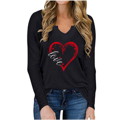 -neck Valentine'V-neck Valentine's Day Women's Printed T-shirt Cross-border Long SleevProduct information: 
Fabric name: polyester fiber 
Pattern: Heart/LoveStyle: street Style: Hedging Sleeve Length: Long Sleeve Craft: collage/stitching Popular elemeCosmikCartShopper