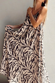 Abstract Print Tie Back Maxi Cami Dress